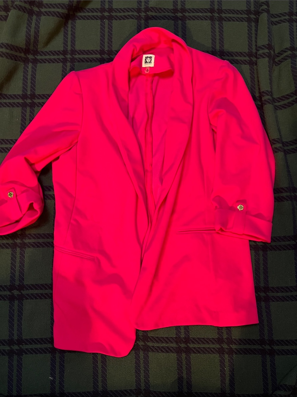 Women's Hot Pink Open-Front Blazer Jacket by Anne Klein